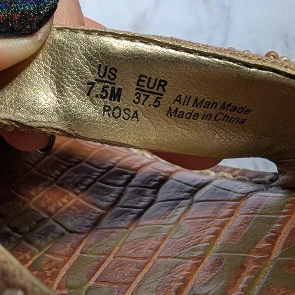 Sam Edelman Rosa Tribal Beaded Cork Platform Toe Post Thong Sandals Sz 7.5 - Picture 4 of 6